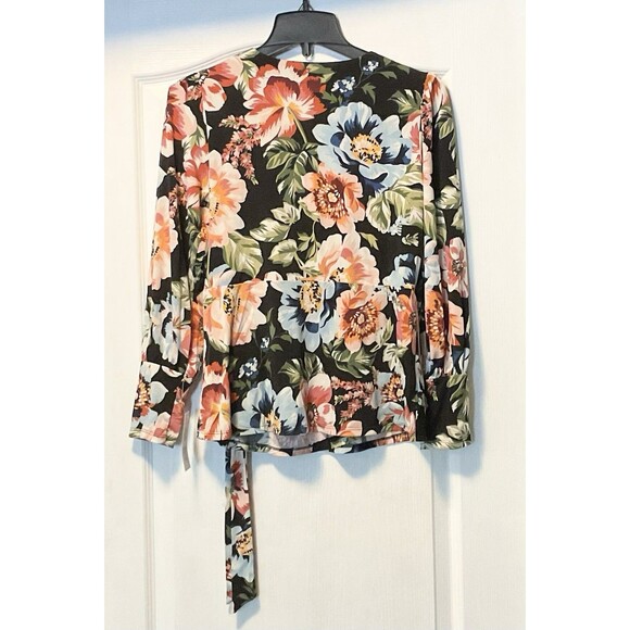 Sam & Jess Women's Floral Surplice-Neck Wrap Top Size S, Multi Colored NWT - Picture 3 of 9